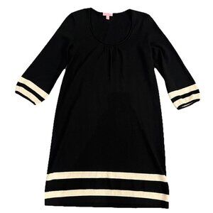 Lilly Pulitzer Women’s Black Connie Merino Wool Shift Sweater Dress Size Medium